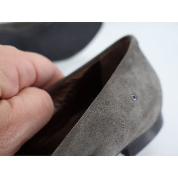 AGL Italy Ballet Flat Women Size 37 7 Gray Suede Grommet Leather Comfy - Picture 6 of 12